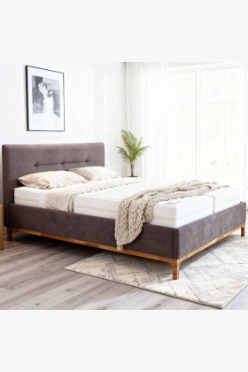Polster-Doppelbett 160x200 cm braun mit Stauraum und hohem